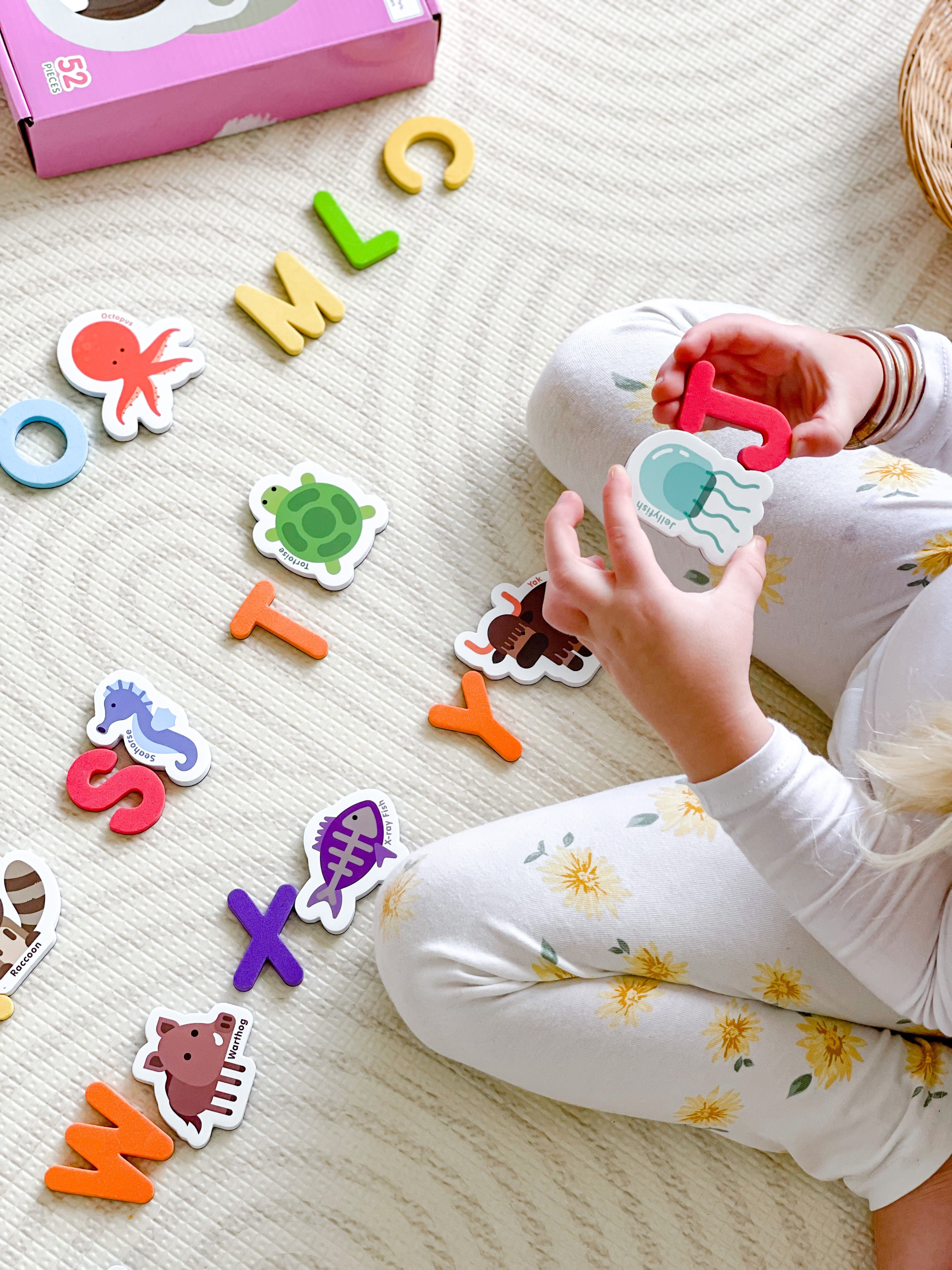 Curious Columbus Magnetic Animals and Letters – 52 Piece Alphabet & Animal Magnet Set