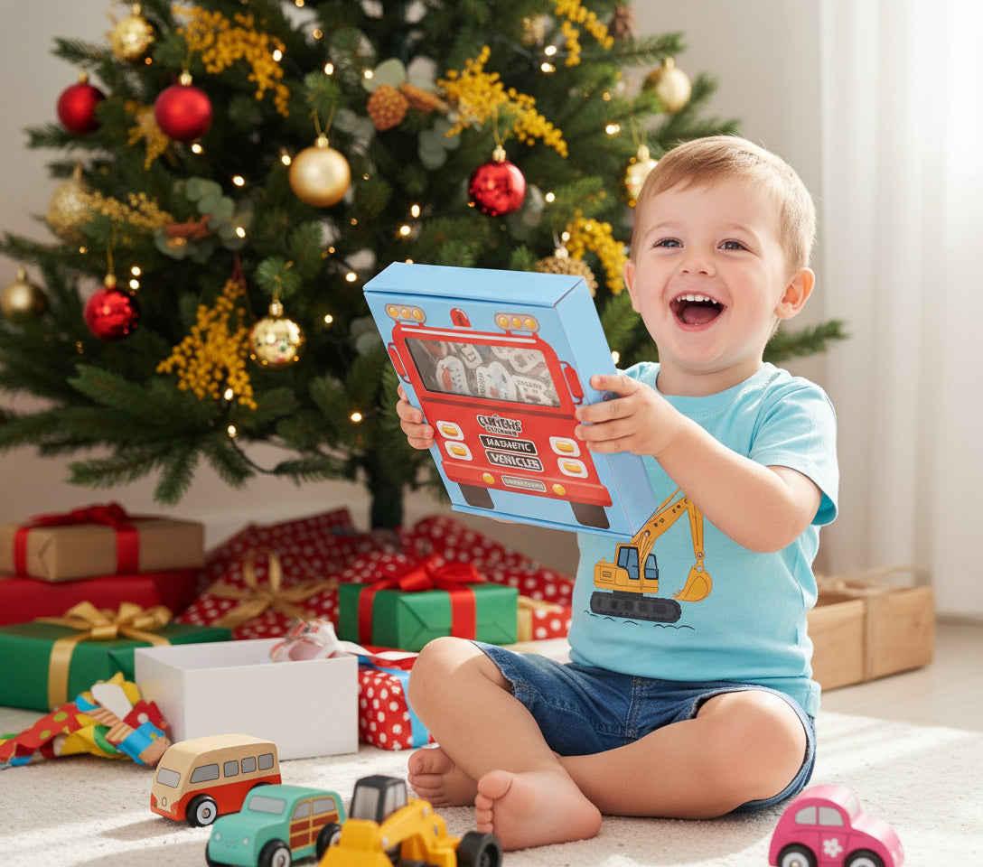 Curious Columbus Magnetic Vehicles – 27pc Fridge Magnets for Toddlers, Baby & Kids