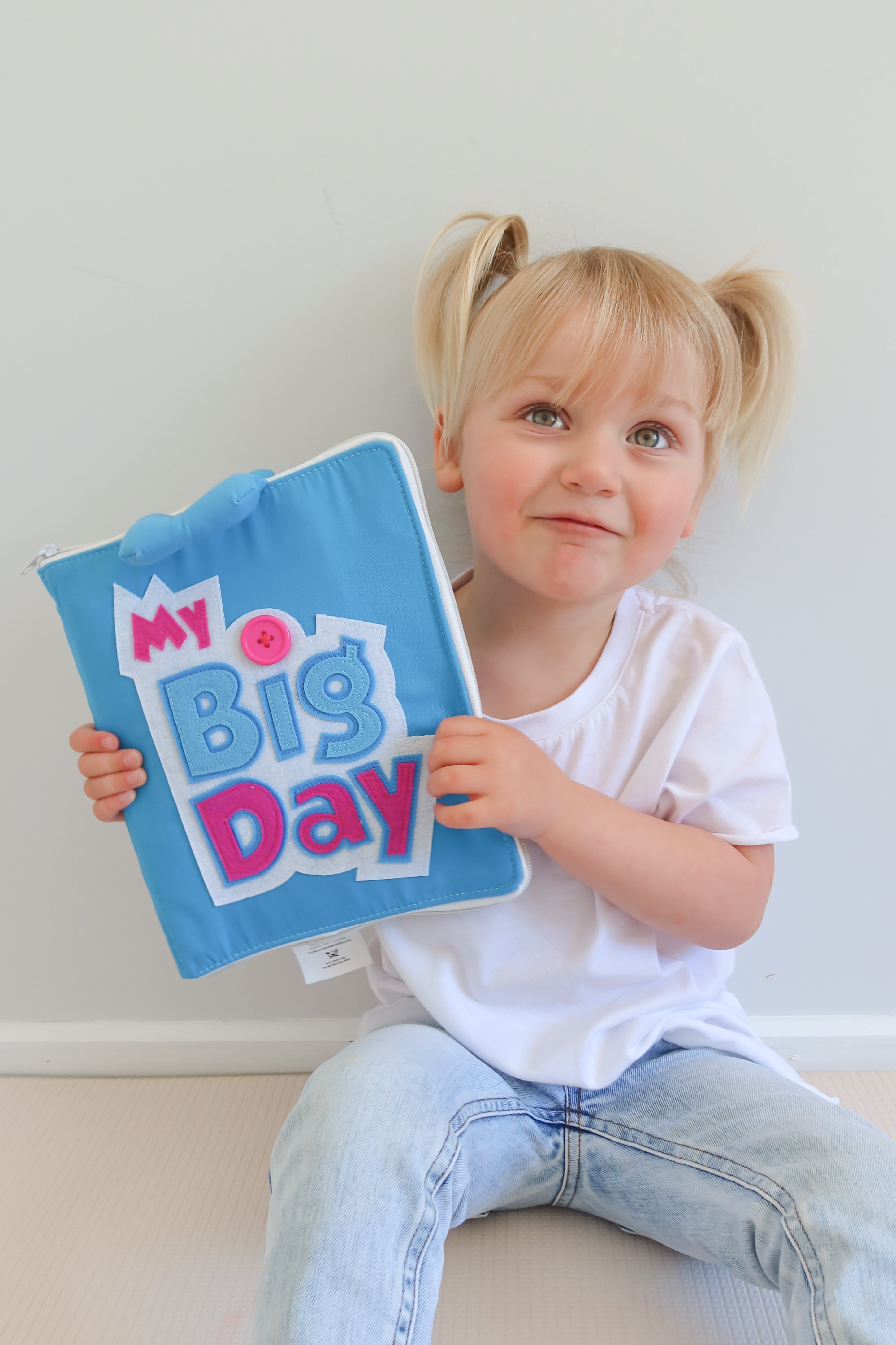 Curious Columbus Fabric Activity Book – My Big Day – Blue - Interactive Soft Learning Book