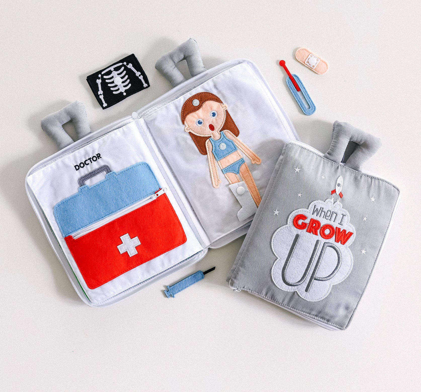 Curious Columbus Fabric Activity Book – When I Grow Up – Interactive Soft People & Professions Book