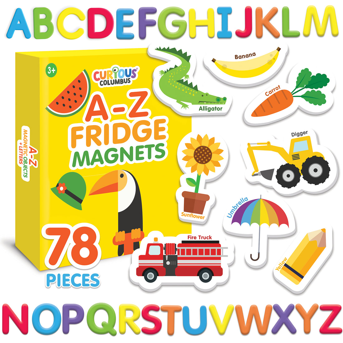 Curious Columbus Magnetic Objects and Letters – 78 Pieces [3+]