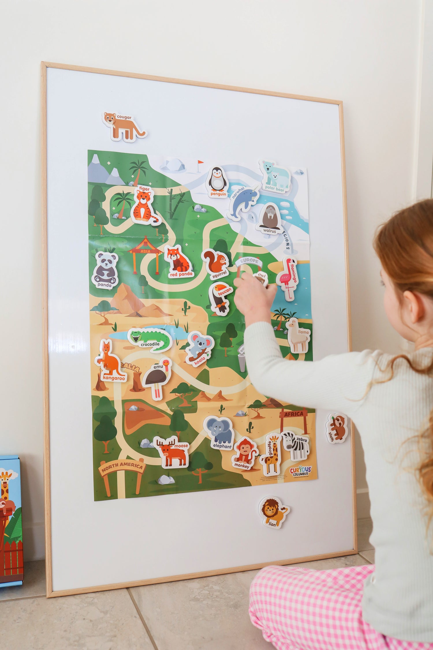 Toddler safe white board magnets - zoo animal theme