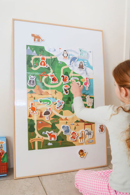 Toddler safe white board magnets - zoo animal theme