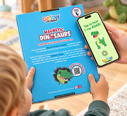 Curious Columbus Magnetic Dinosaurs – 25 Piece Fridge Magnets  [0+]
