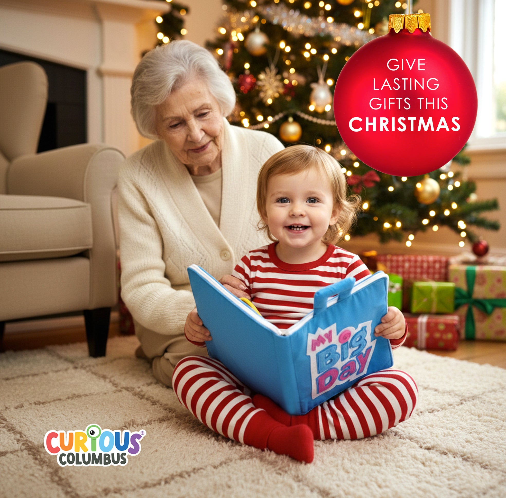 Curious Columbus Fabric Activity Book – My Big Day – Blue - Interactive Soft Learning Book