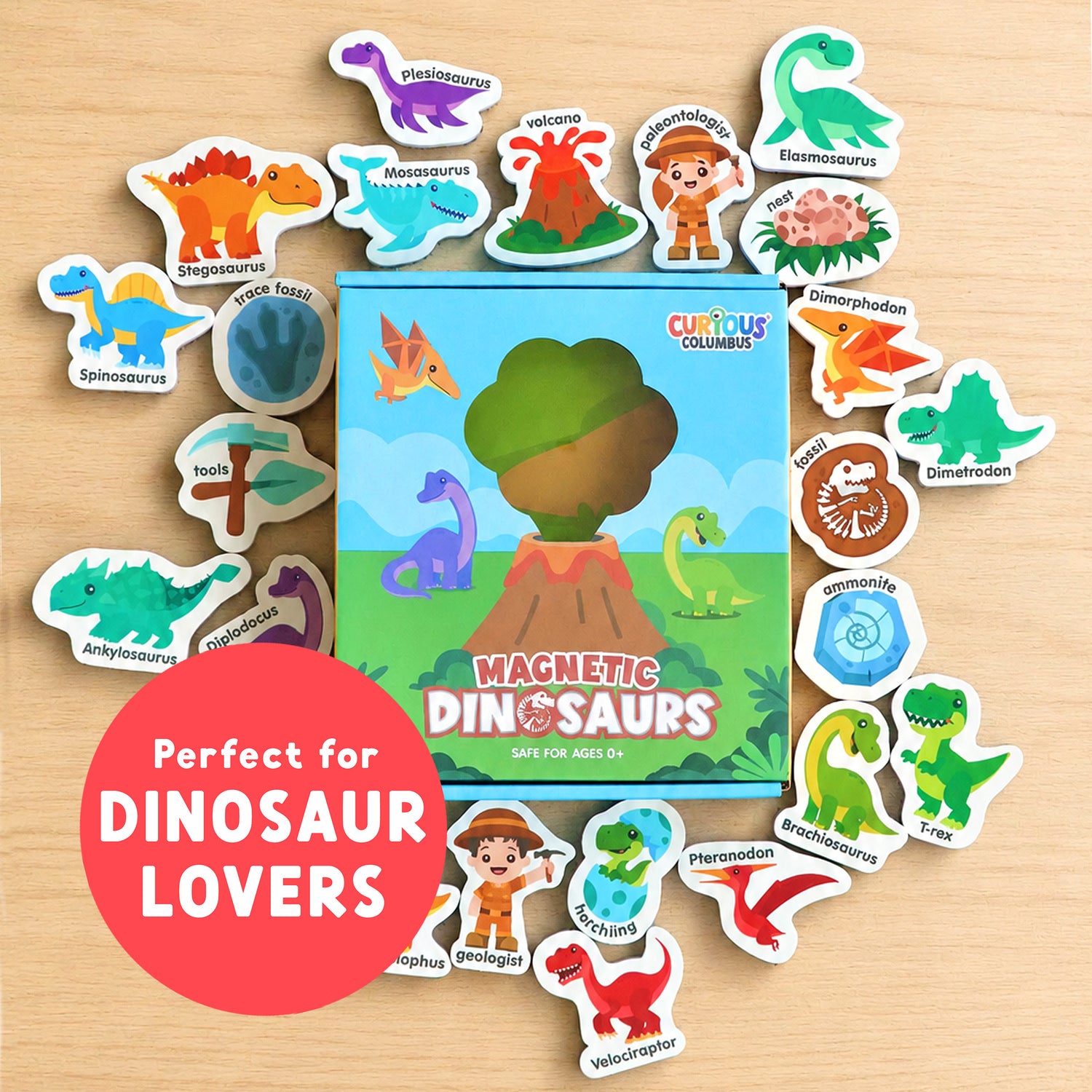 Curious Columbus Magnetic Dinosaurs – 25 Piece Magnetic Play Set