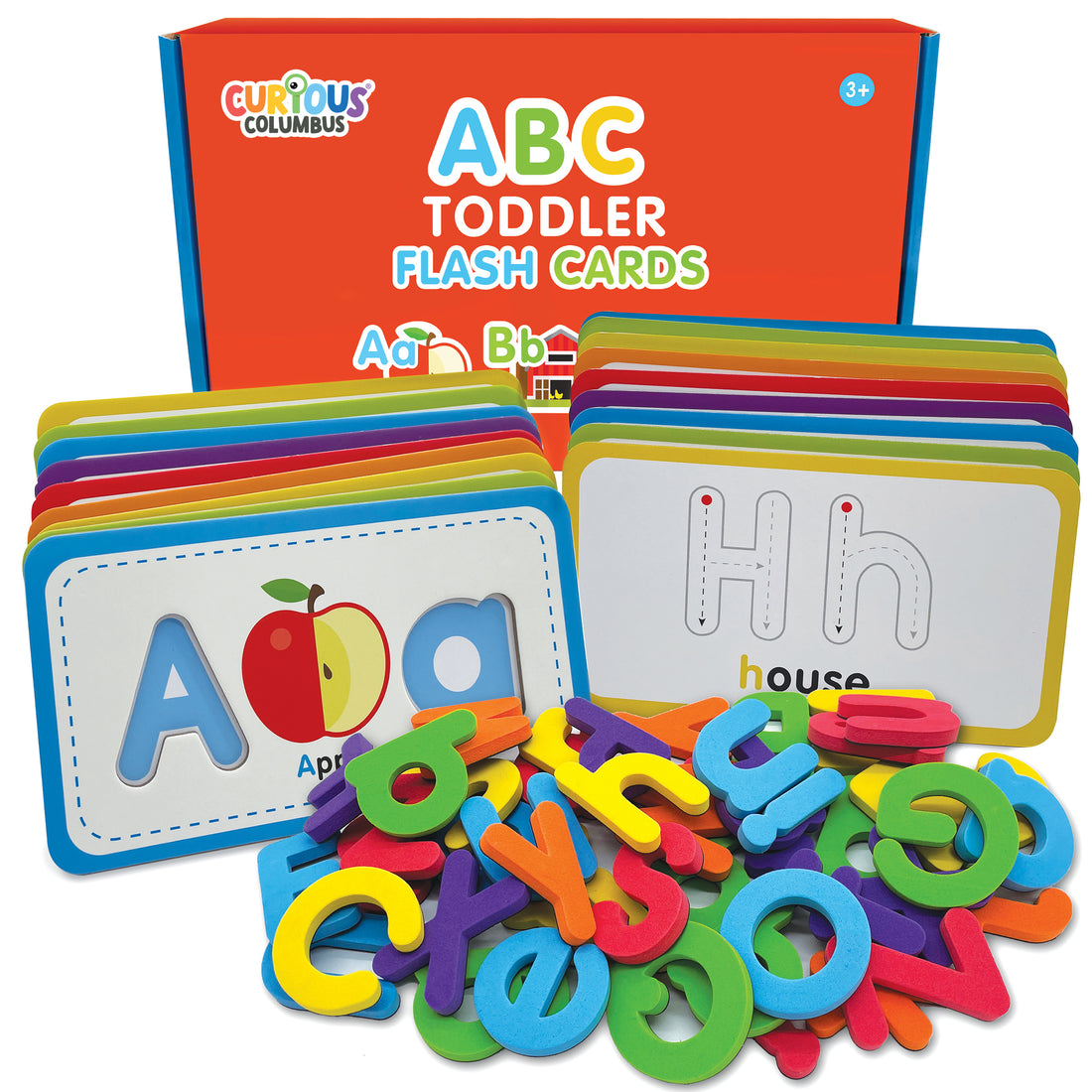 Curious Columbus Flashcards & ABC Magnetic Letters – Alphabet Learning Set