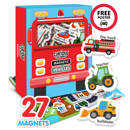 toddler magnets, refrigerator magnets for toddlers, fridge magnets for 0+, vehicle magnets, toy trucks