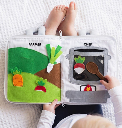 Curious Columbus Fabric Activity Book – When I Grow Up – Interactive Soft People &amp; Professions Book