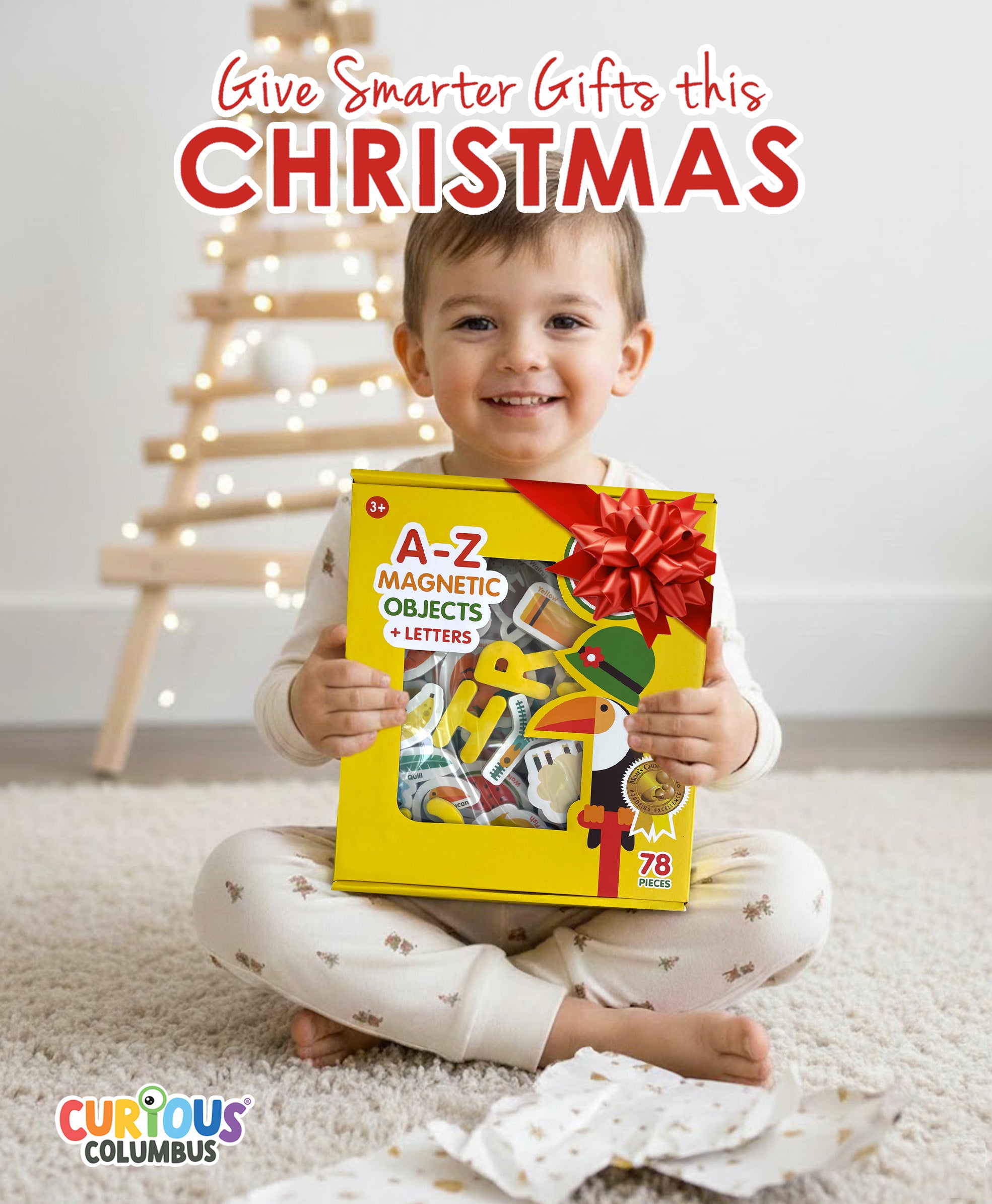 Curious Columbus Magnetic Objects and Letters – 78 Piece Alphabet &amp; Object Magnet Set