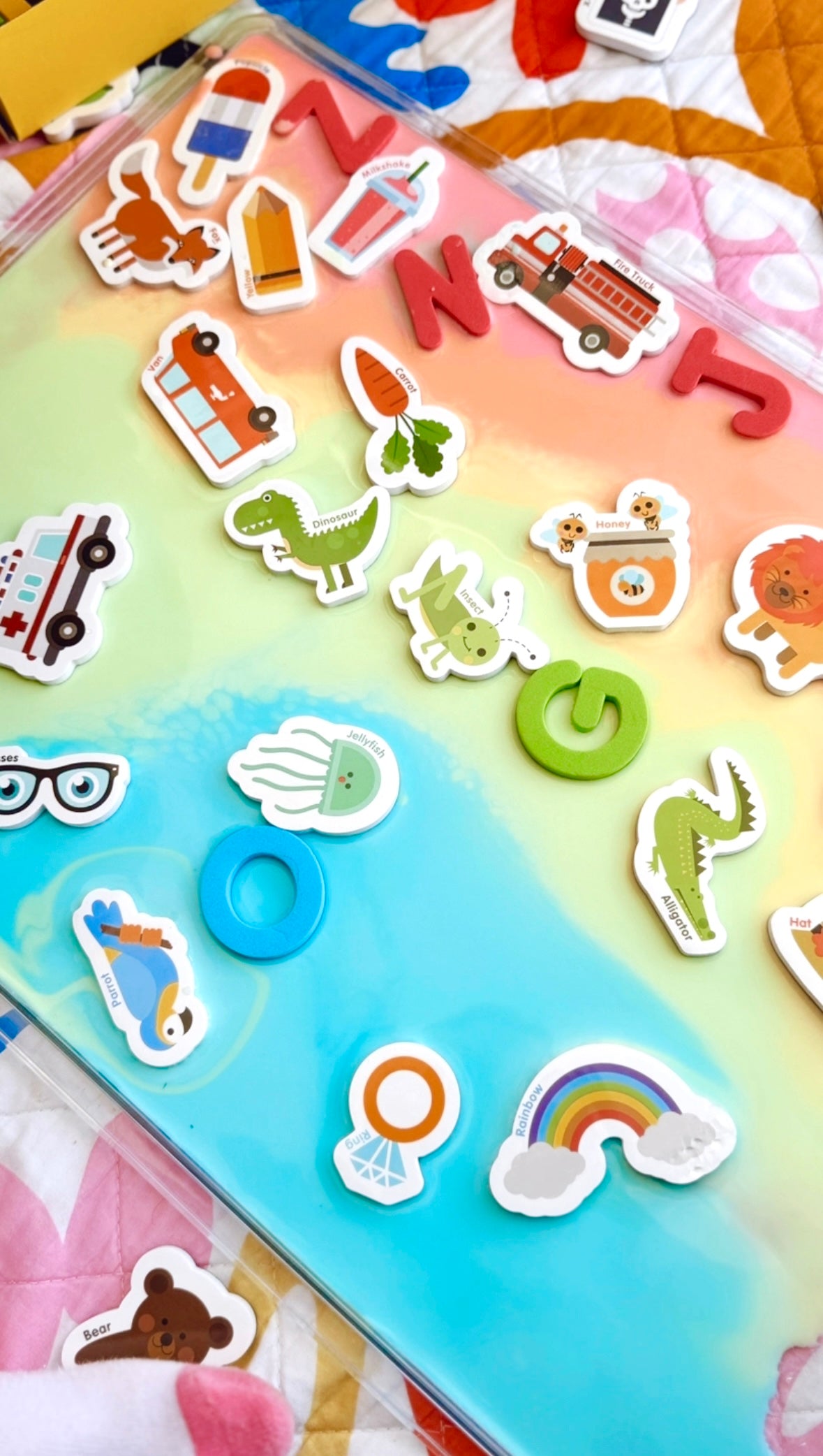 sensory play with toddler magnets
