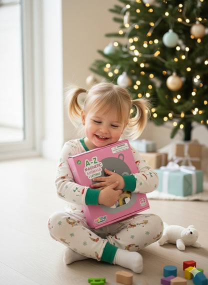 Curious Columbus Magnetic Animals and Letters – 52 Piece Alphabet &amp; Animal Magnet Set