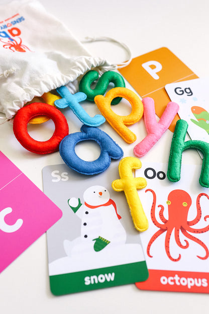 abc lowercase felt alphabet &amp; flashcards